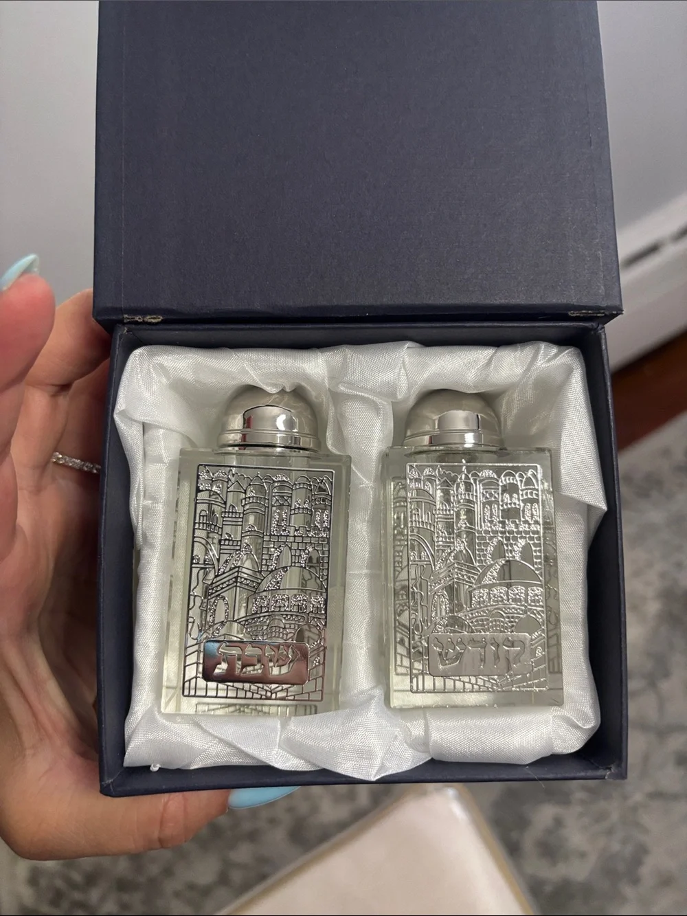 Jerusalem Crystal Silver Salt and Pepper Shaker